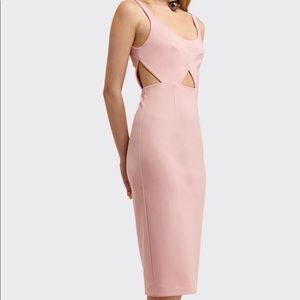Aqaq Cut-Out Knee Length Dress - In Chalk pink